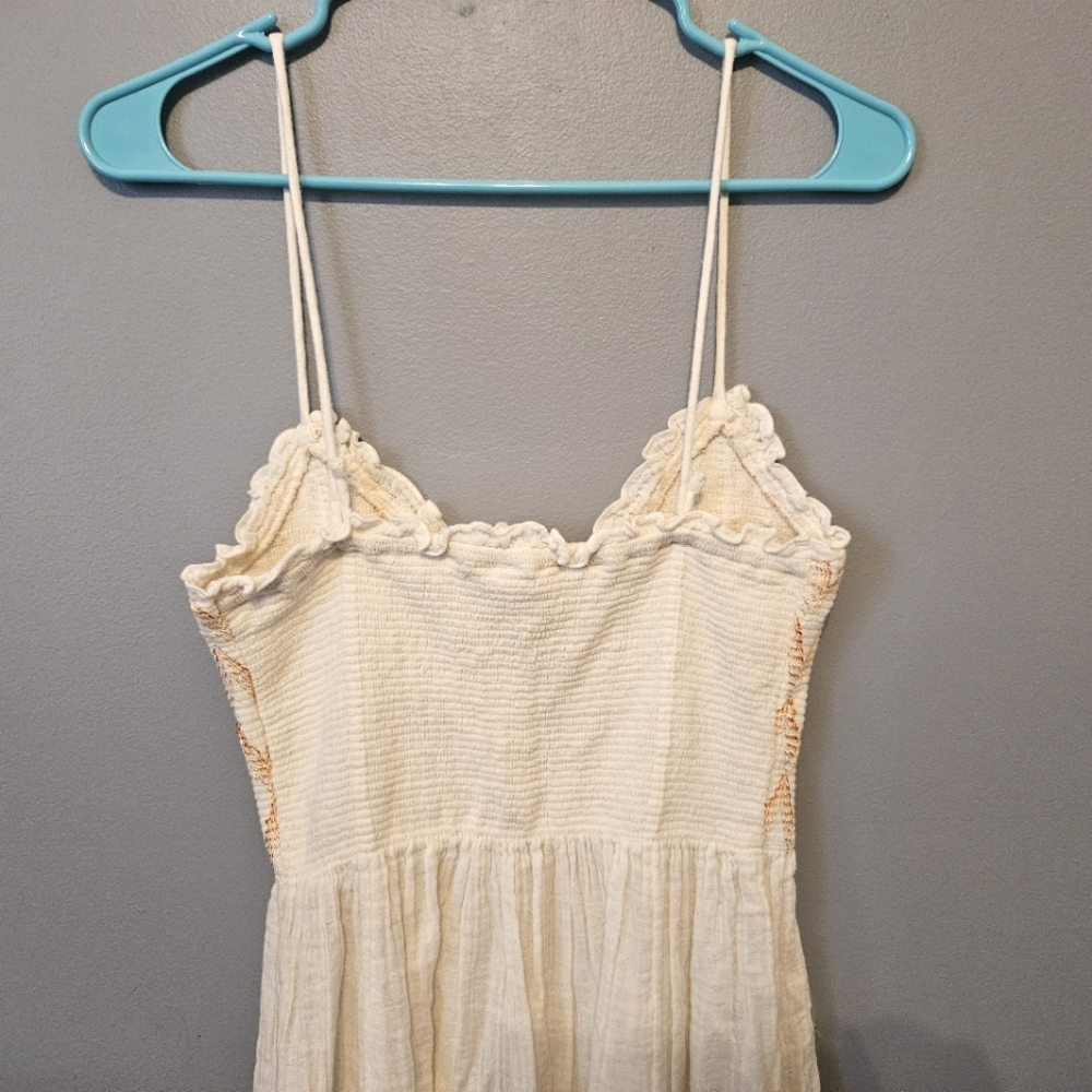 New Free People Women’s Sweet Nothings Cotton Gauze Midi Sundress Ivory Medium M - Picture 5 of 6